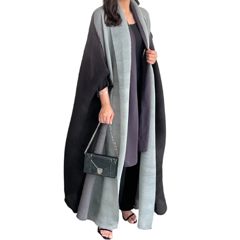 Miyake Folds Bandage V-neck Batwing Sleeve Trench Loose Fashion Slimming Temperament Casual Long Coat 2024 Autumn New Robe