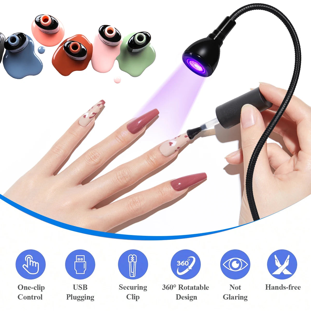 LINMANDA UV Nail Polish Curing Lamps Gel UV Gooseneck Nail Lamp Professional Nail Dryer for Gel Polish Curing Nail Tips Art Tool