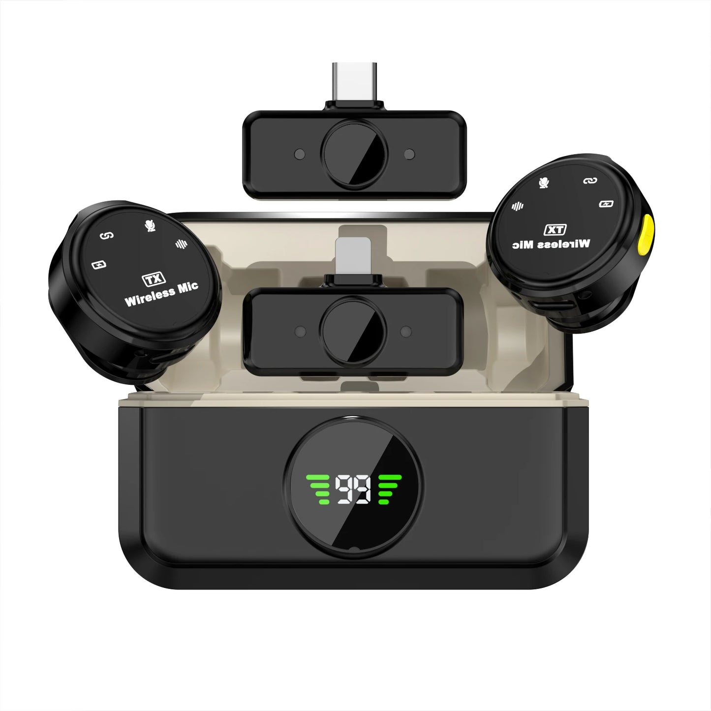 Wireless Lavalier Microphone Dual Omnidirectional Condenser Lavalier Microphone Microphone for iPhone Android Video Recording