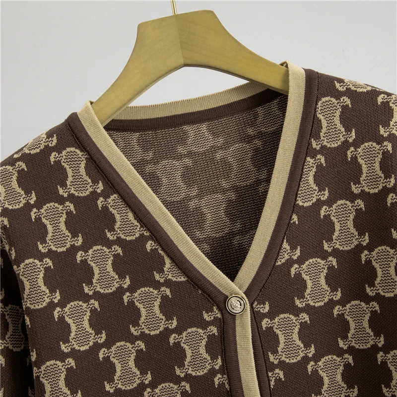 Spring Casual Two Piece Suit - Long Sleeve Knitted Cardigan Wide Leg Pants Women Sweater Set