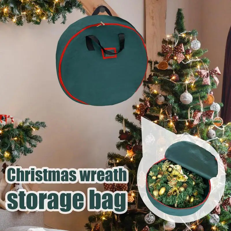 Christmas Tree Storage Bag 60cm - Foldable Xmas Wreath Organizer with Reinforced Handle