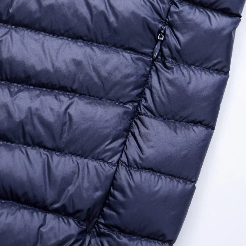 Plus Size Schinteon Men White Duck Down Jacket Ultra Light Thin Casual Coat Outerwear with Hood New Arrival Winter Autumn