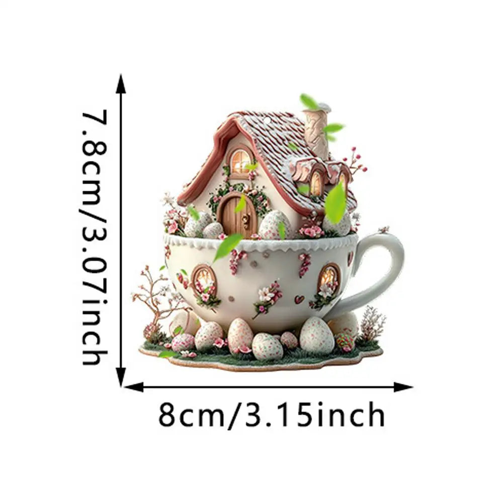 Christmas Coffee Cup Ornaments - Hot Cocoa Mug Tree Hanging Xmas Navidad 2025 Party Decor