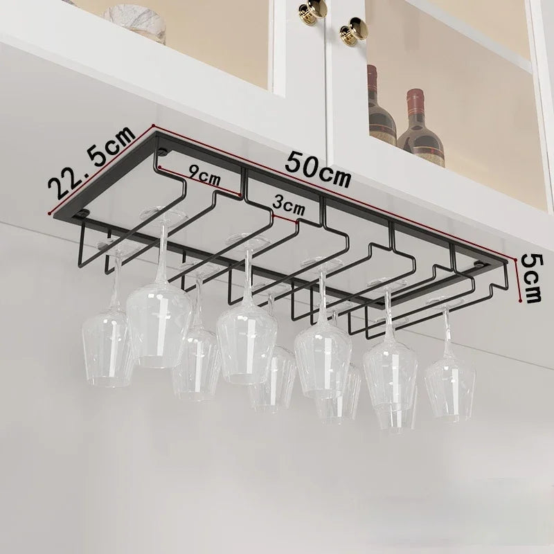 Iron Wall Mount Wine Glass Holder - Hanging Goblet Stemware Storage Organizer Rack