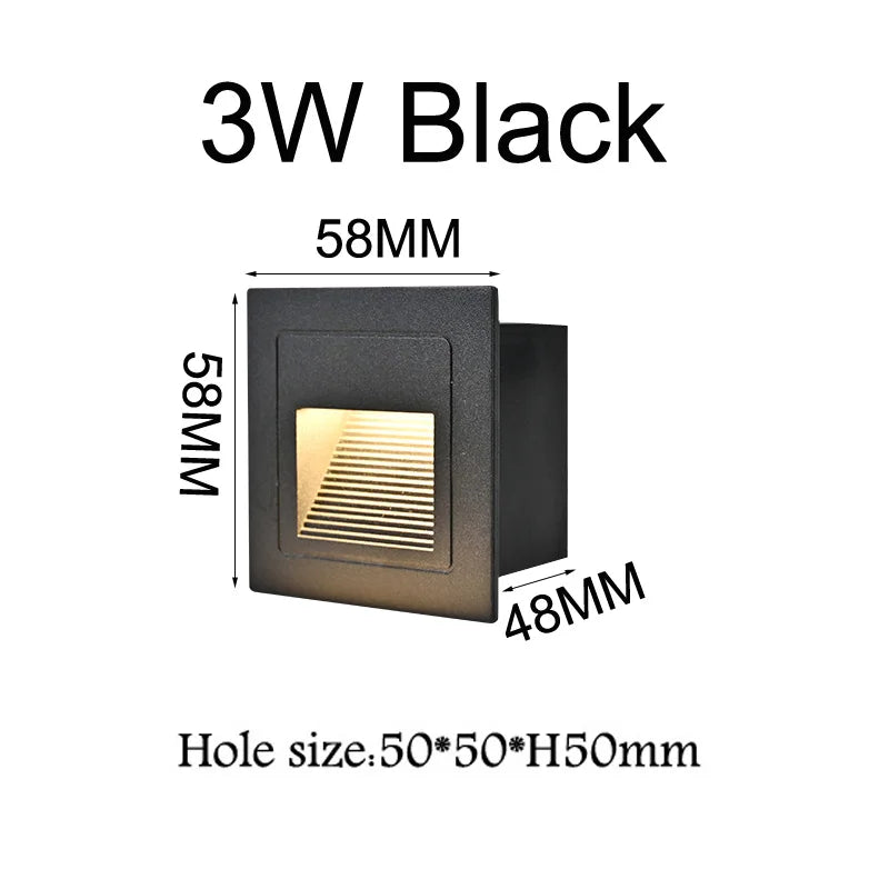 3W 5W 10W LED Wall Lamp Aluminum Stair light Recessed LED Step Lamp Pathway Wall Corner Lamps AC220V Dimmalbe Wall Light DC12V