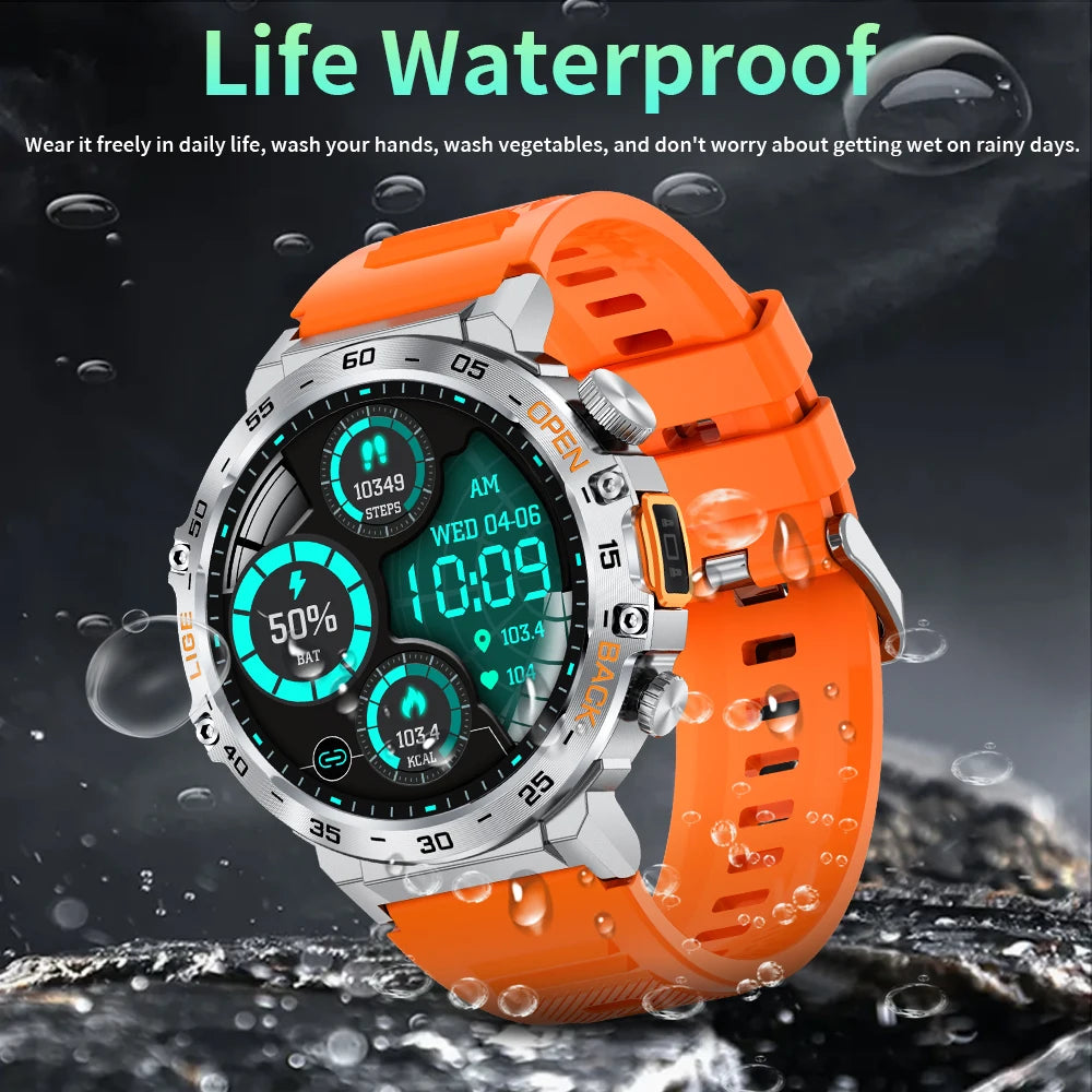LIGE 2025 Smart Watch Men 360*360 AMOLED HD Screen Waterproof Sport Fitness Watches Flashlight New Men Smartwatch For Andrio IOS