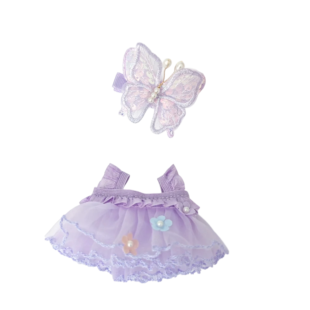 Labubu Doll Dress Purple Butterfly Fairy Skirt Cardigan 17cm Plush Doll Dress Replacement For Labubu v1/v2 Idol Doll