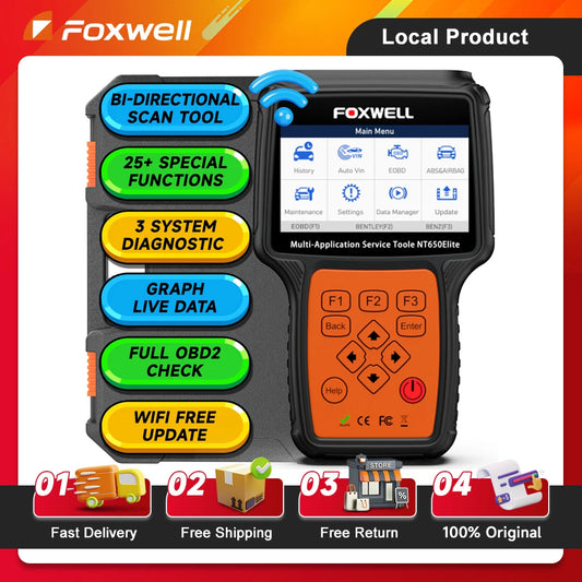 FOXWELL NT650 Elite OBD2 Automotive Tools ABS SRS Code Reader BMS EPB DPF 25+ Reset OBD 2 Automotive Scanner Diagnostic tools