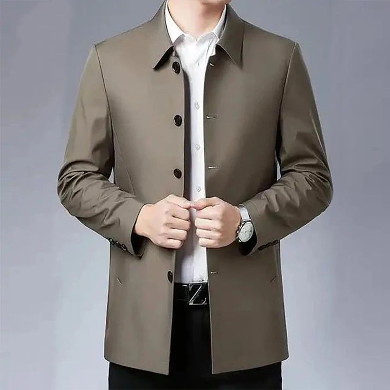 Casual Business Windbreak Jackets Men Coats Brand Top Quality Spring Men's Trench Coat Solid Color Mid-length Jacket male