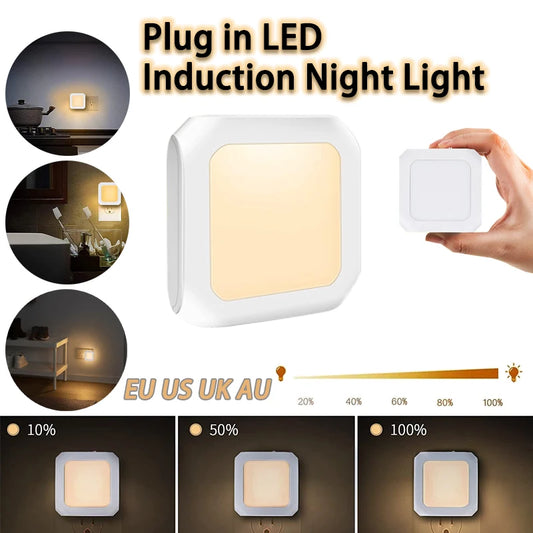 Mini LED Night Lights Plug in Light Dimmable Lamps Energy Saving Square Lamp Under Cabinet Light Kitchen Living Room Aisle WC