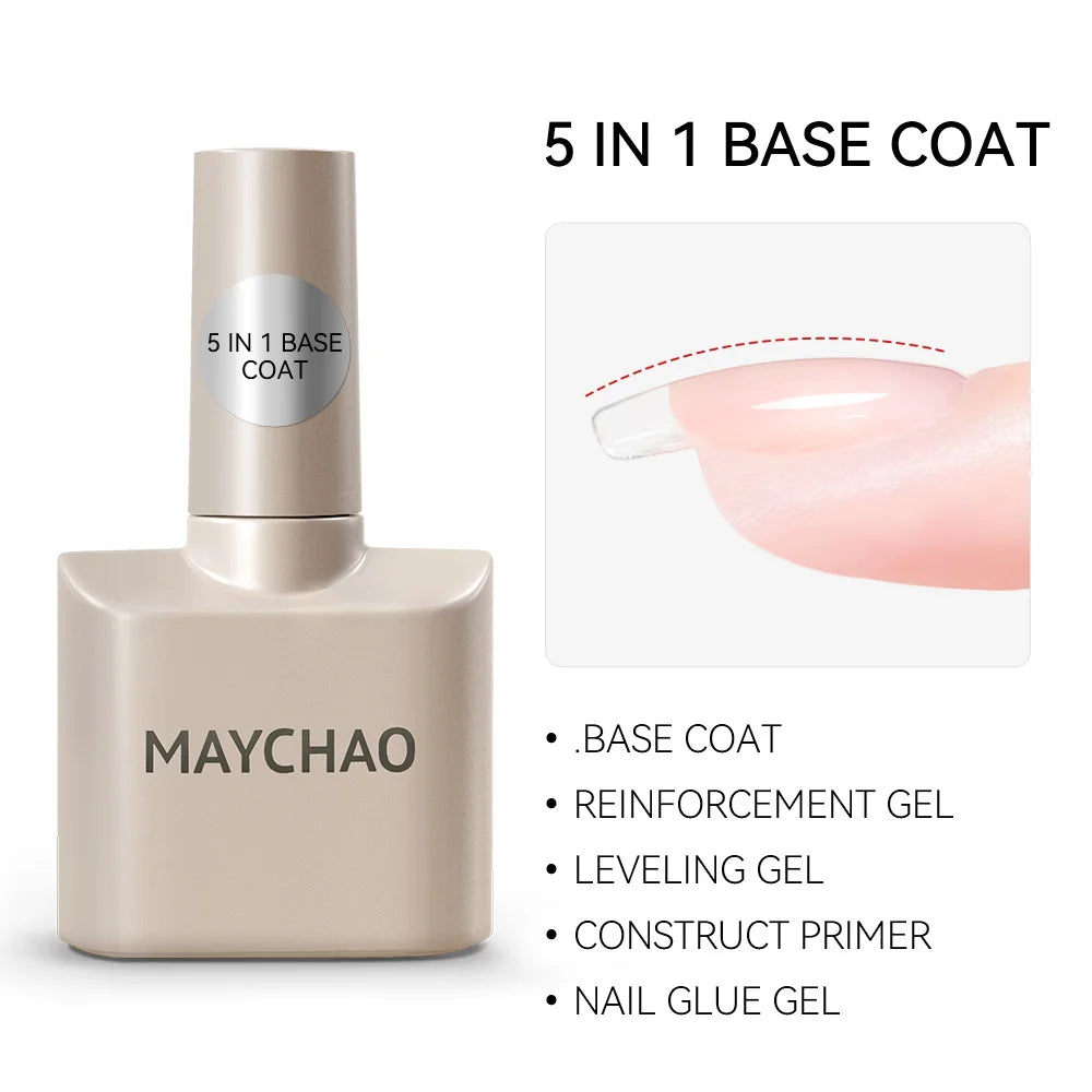 MAYCHAO Nail Gel Polish No Wipe Top Coat Base Coat Primer UV LED 12ml Enhancer Varnish Soak Off Semi Permanent Nail Art Varnish