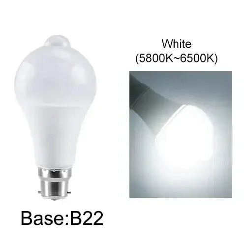Motion Sensor LED Light Bulb E27 B22 - PIR Dusk to Dawn Auto On/Off for Garage Porch Stairs (12W-20W)