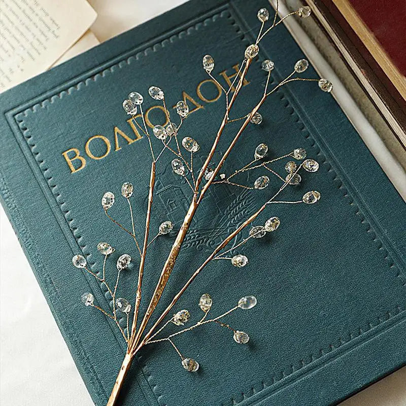 Christmas Tree Glitter Stems - Golden Berry Stem Ornaments for Wreath Crafts Holiday Decor