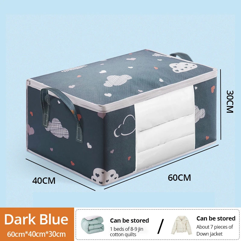 Large Capacity Clothes Storage Bag Organizer - Foldable with Reinforced Handle & Zipper for Blankets Bedding