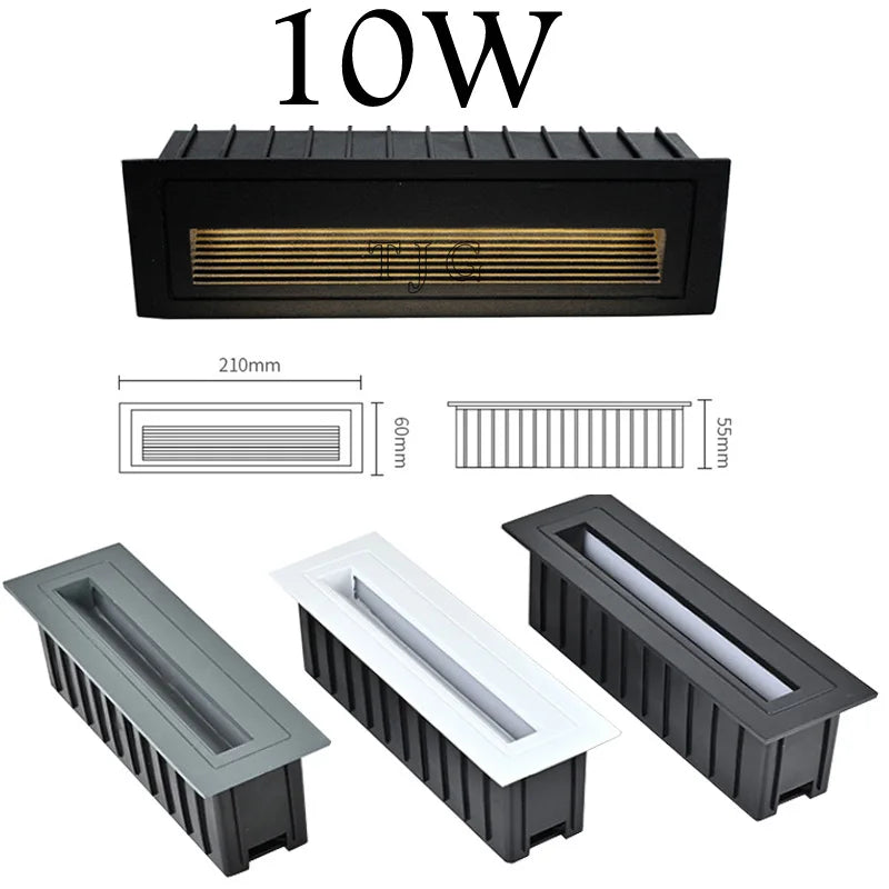 3W 5W 10W LED Wall Lamp Aluminum Stair light Recessed LED Step Lamp Pathway Wall Corner Lamps AC220V Dimmalbe Wall Light DC12V