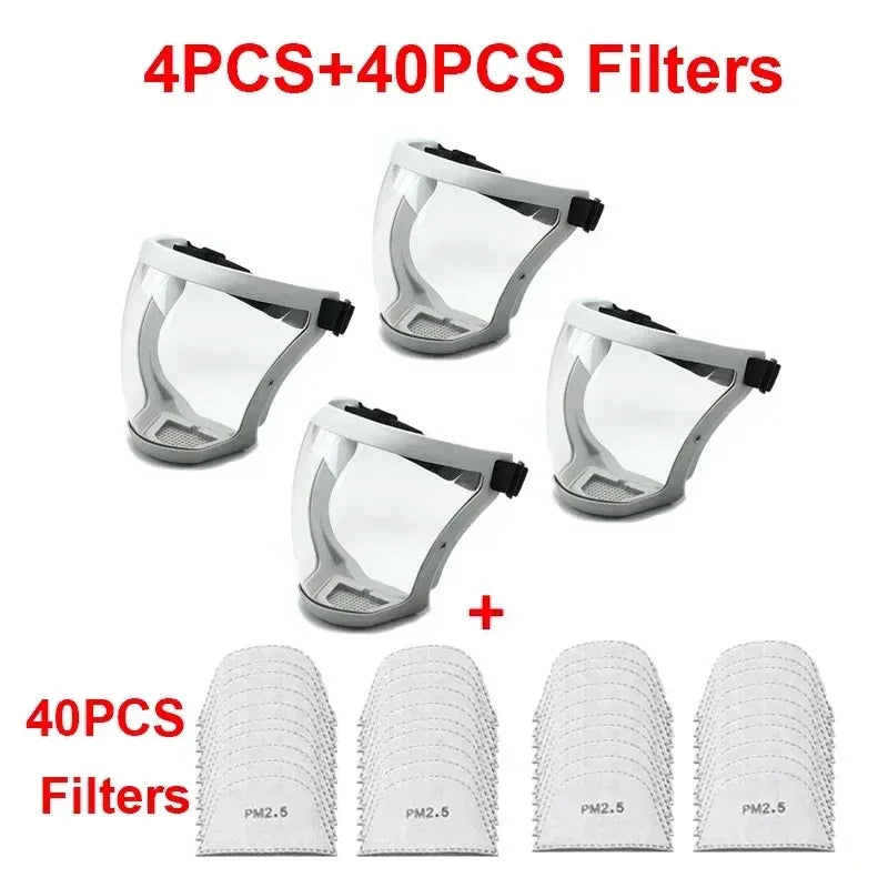 Full Face Shield Mask Transparent Head Eye Safety Protective Cover Glasses Screen Visors Dust WindProof Anti-Fog Kitchen Tools