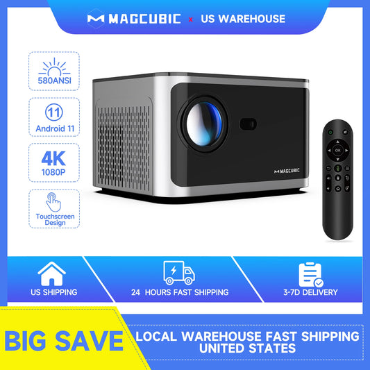 Magcubic HY350 Pro 580ANSI Projector Android 11 4K 1080P Wifi6 Voice Control Allwinner H713 Electronic Focus BT 5.0 Home Cinema
