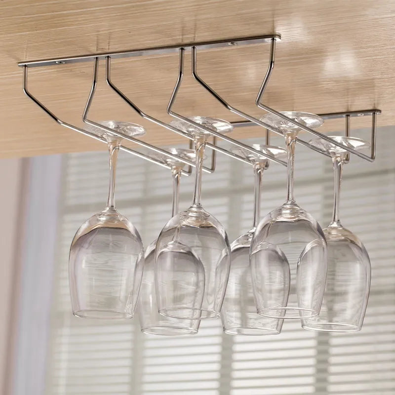 Iron Wall Mount Wine Glass Holder - Hanging Goblet Stemware Storage Organizer Rack