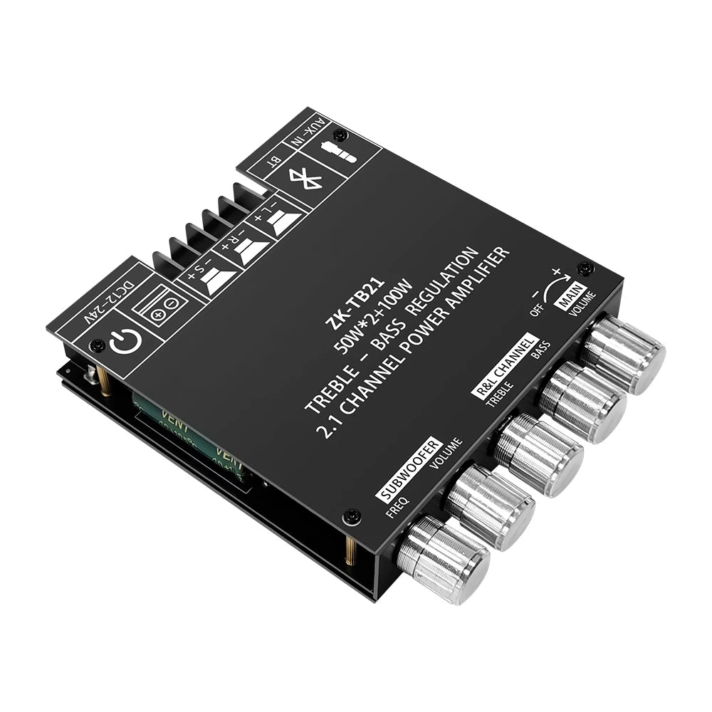 Bluetooth-compatible Audio Stereo Subwoofer Amplificador Module 50W*2+100W 2.1 Channel Digital Power Amplifier Board AUX ZK-TB21