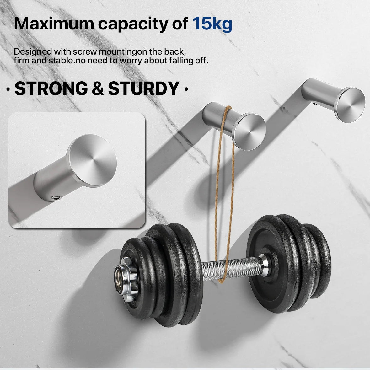 4pcs Robe Hook Bathroom Towel/Coat Hook Wall Mounted Door Hooks Heavy Duty 304 Stainless Steel Matte Black Bathroom Accessories