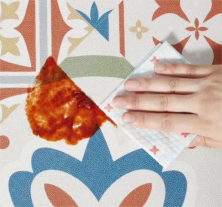 Carpet for Kitchen Floor Mat Pvc Leather Waterproof Non-slip Long Rug Oil-proof Foot Mats Pink Flower Home Decoration Rugs