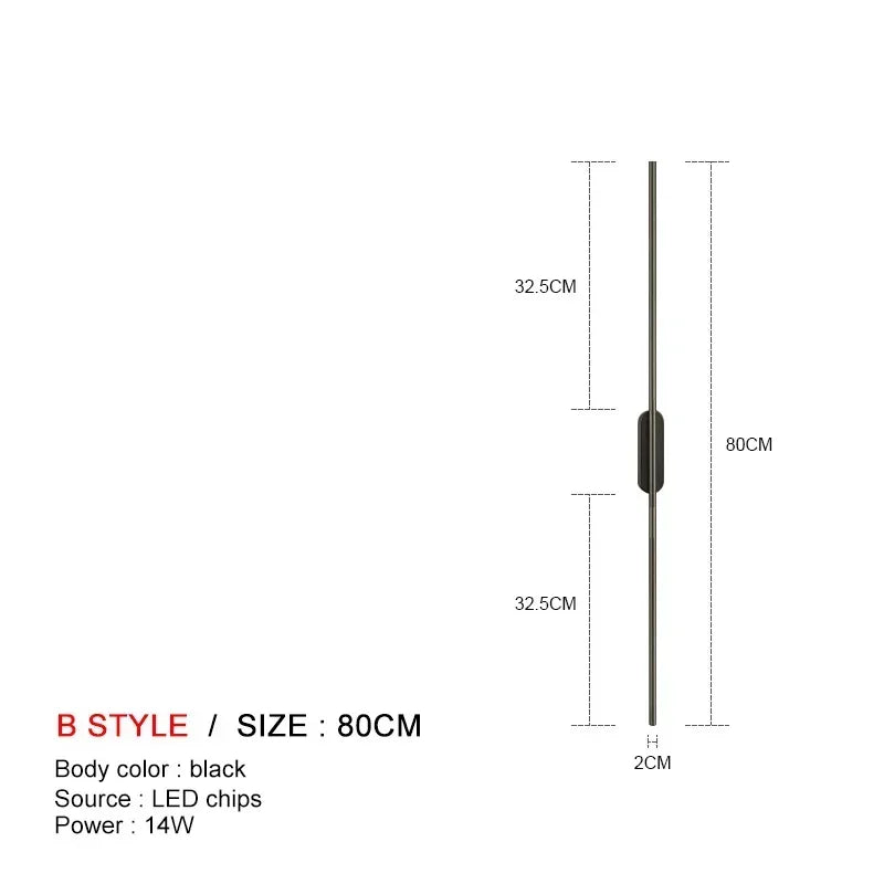 Modern Long LED Wall Lights for Bedroom Bedside Black Wall Lamps Living Room Background Decoracion Hallways Interior Sconce