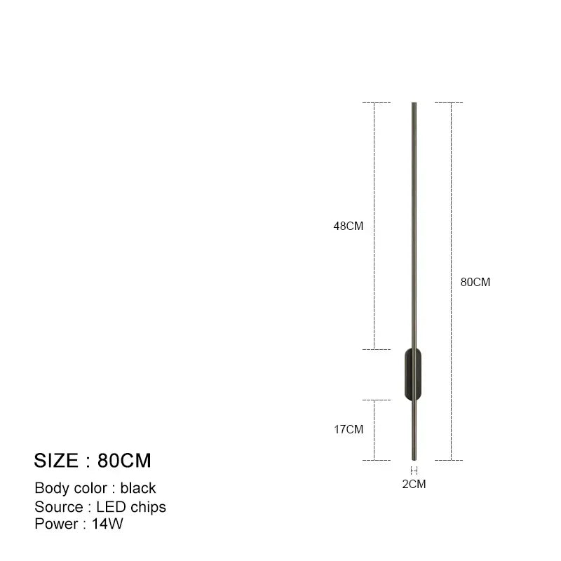Modern Long LED Wall Lights for Bedroom Bedside Black Wall Lamps Living Room Background Decoracion Hallways Interior Sconce