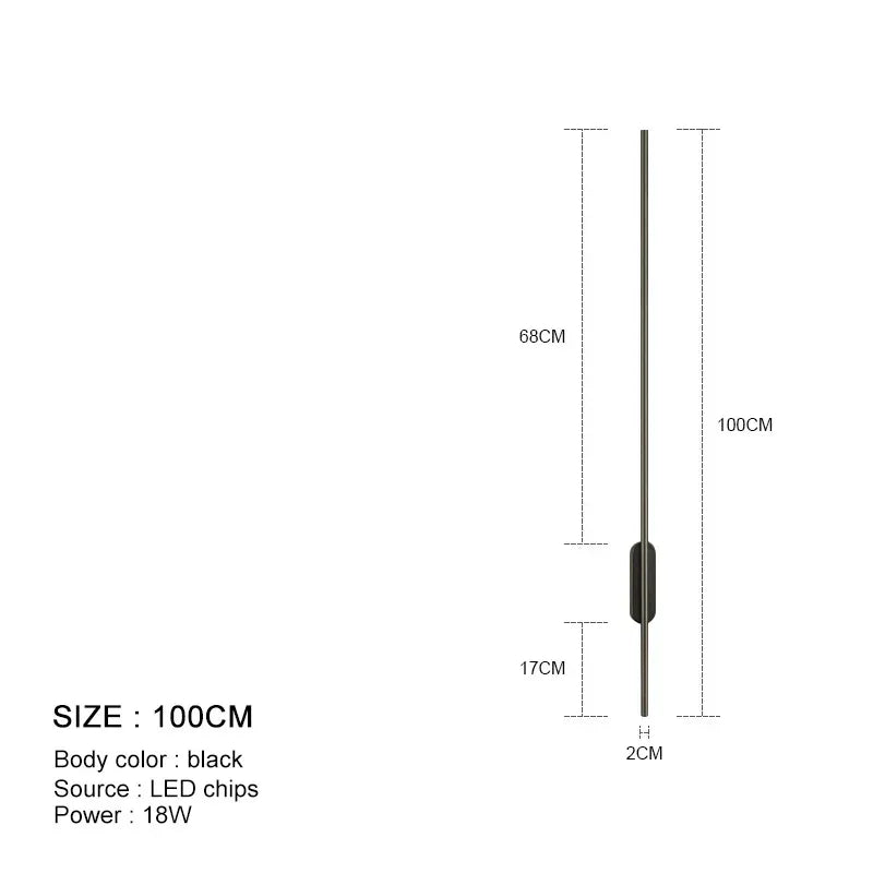 Modern Long LED Wall Lights for Bedroom Bedside Black Wall Lamps Living Room Background Decoracion Hallways Interior Sconce