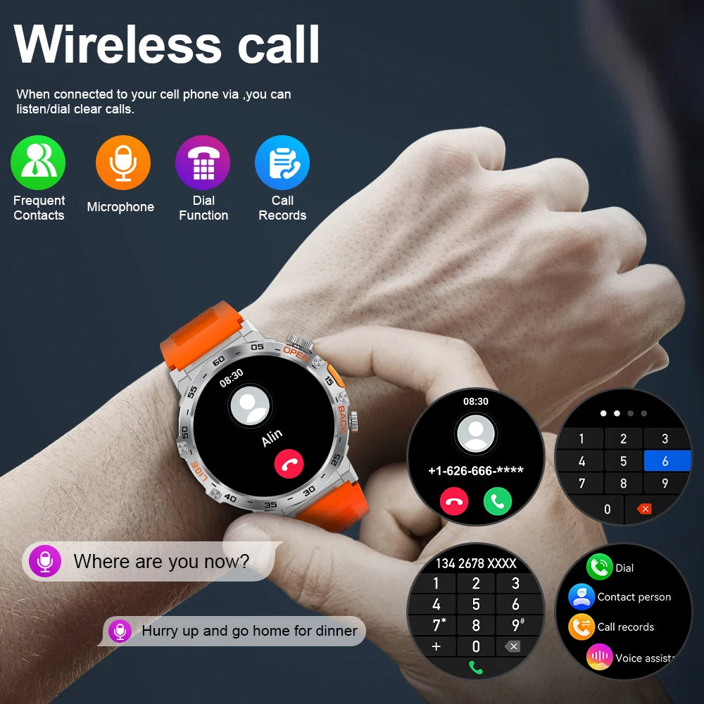 LIGE 2025 Smart Watch Men 360*360 AMOLED HD Screen Waterproof Sport Fitness Watches Flashlight New Men Smartwatch For Andrio IOS