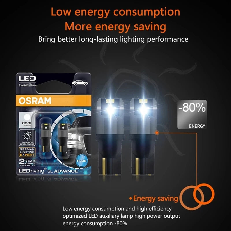 OSRAM T10 W5W LED Bulbs 194 Led Signal Lamps 6000K White LED Turn Interior Reading Light Auto Bulbs 2980CW 12V LEDriving Advance