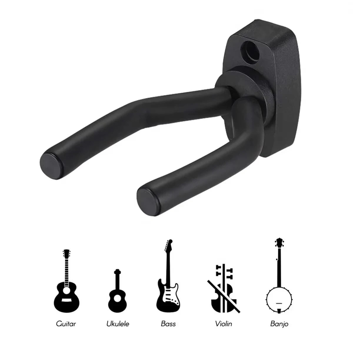 Miwayer Guitar Wall Mount Hanger Black Guitar Hanger Wall Hook for All Size Guitars Bass Mandolin Banjo Ukulele