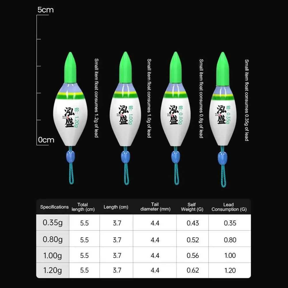 LED Electronic Fishing Float - Green Light Indicator 311 Battery Slip Drift Tube Rock Fishing