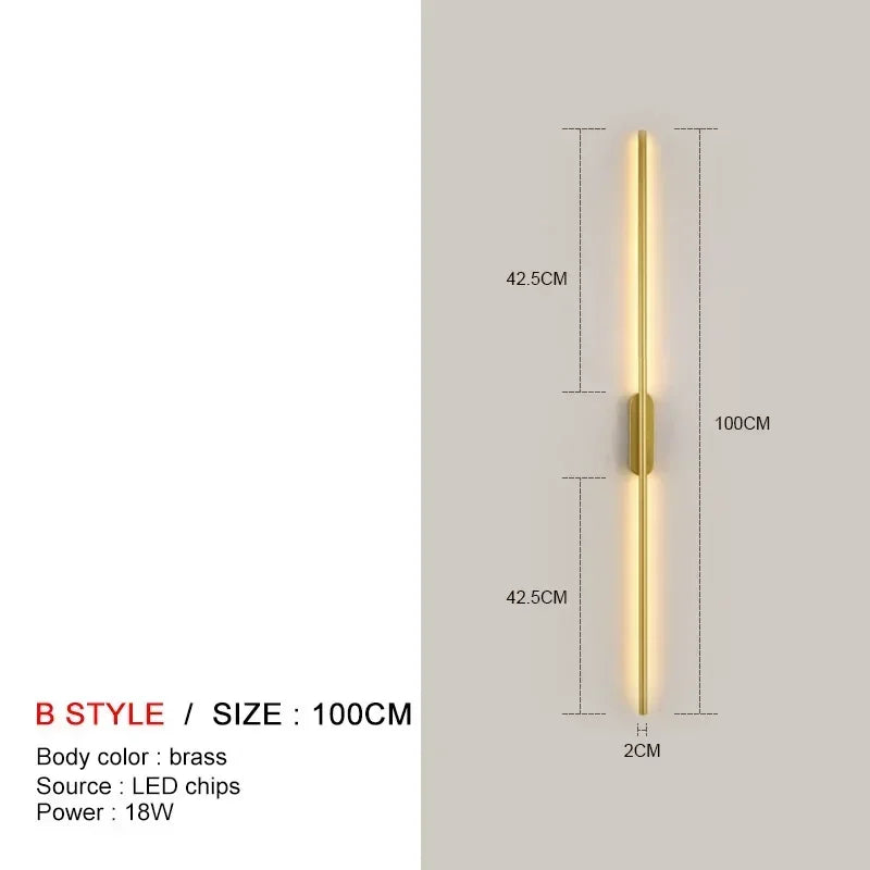 Modern Long LED Wall Lights for Bedroom Bedside Black Wall Lamps Living Room Background Decoracion Hallways Interior Sconce