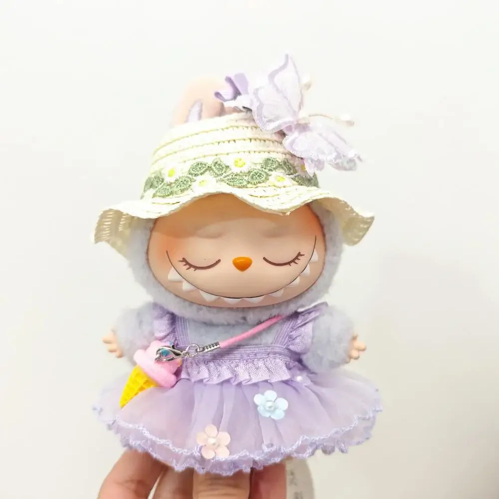 Labubu Doll Dress Purple Butterfly Fairy Skirt Cardigan 17cm Plush Doll Dress Replacement For Labubu v1/v2 Idol Doll