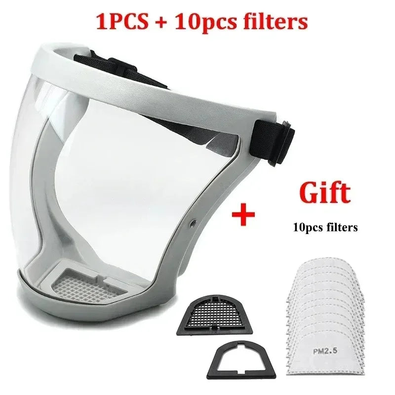 Full Face Shield Mask Transparent Head Eye Safety Protective Cover Glasses Screen Visors Dust WindProof Anti-Fog Kitchen Tools