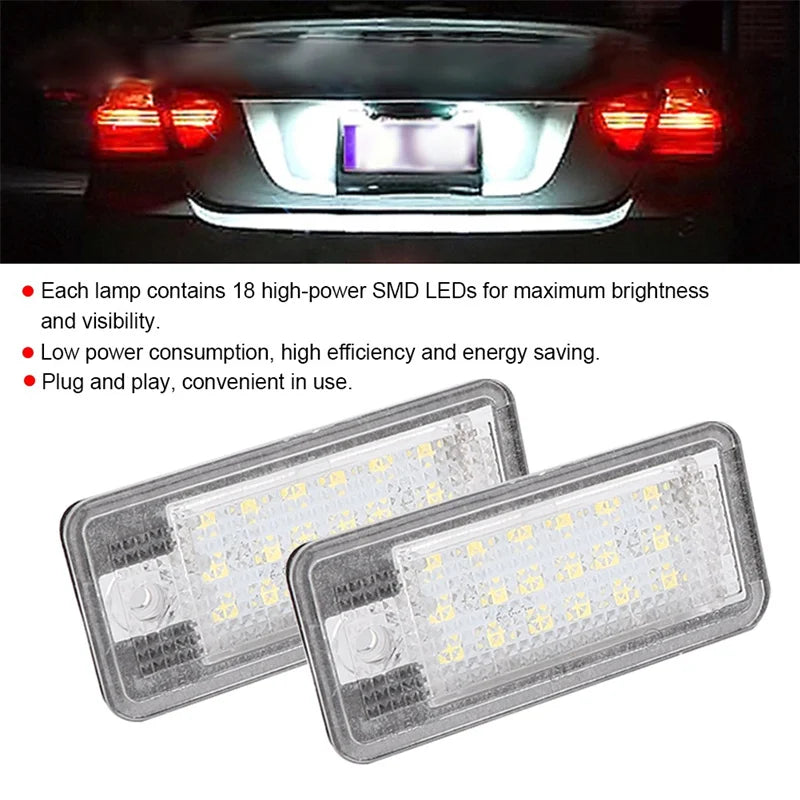 6000K White Error Free LED License Number Plate Light Lamps For Audi A4 B6 B7 Q7 4L A3 8P A6 C6 A5 8F A8 D3 D4 S3 S4 RS4 6 Bulb
