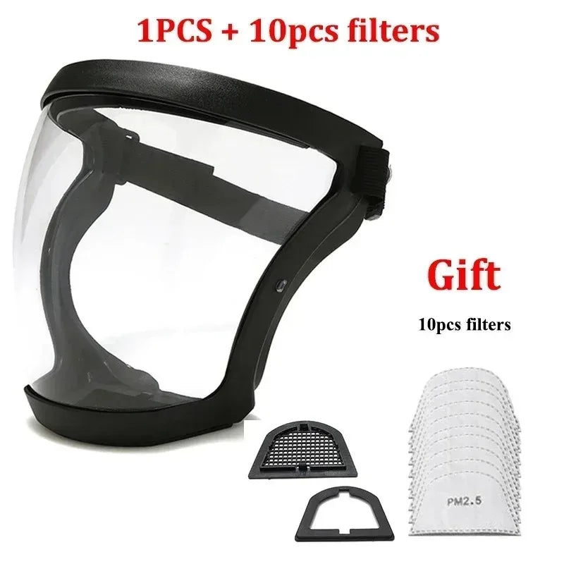 Full Face Shield Mask Transparent Head Eye Safety Protective Cover Glasses Screen Visors Dust WindProof Anti-Fog Kitchen Tools