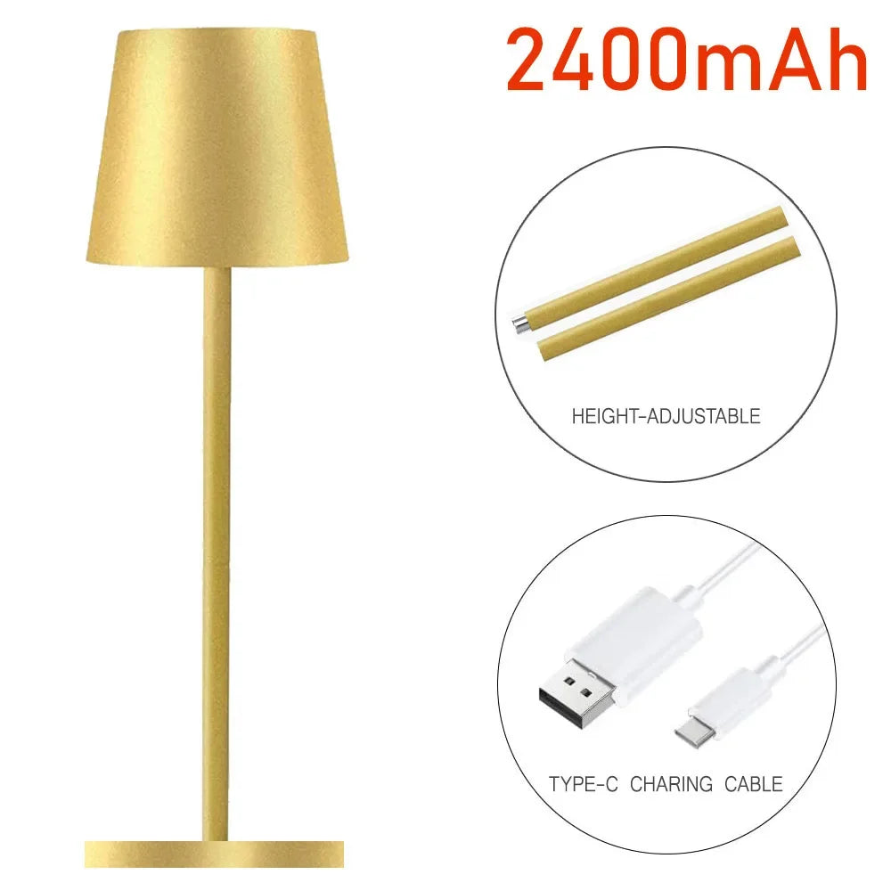 Rechargeable LED Table Lamp Touch Switch 3 Levels Dimmable Desk Lights Bar Club Dinner Creative Decorative Ambient Lighting
