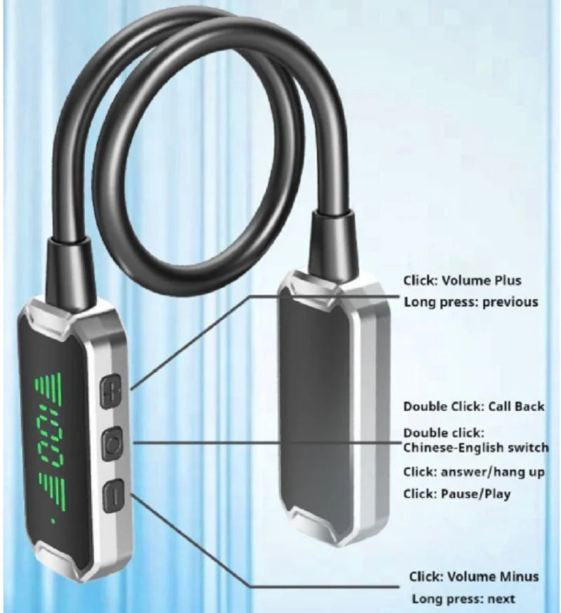 30H Battery Life Bluetooth Earphones Stereo Sound LED Display Earbuds Wireless Headphones Sports Neckband Neck-hanging Headsets