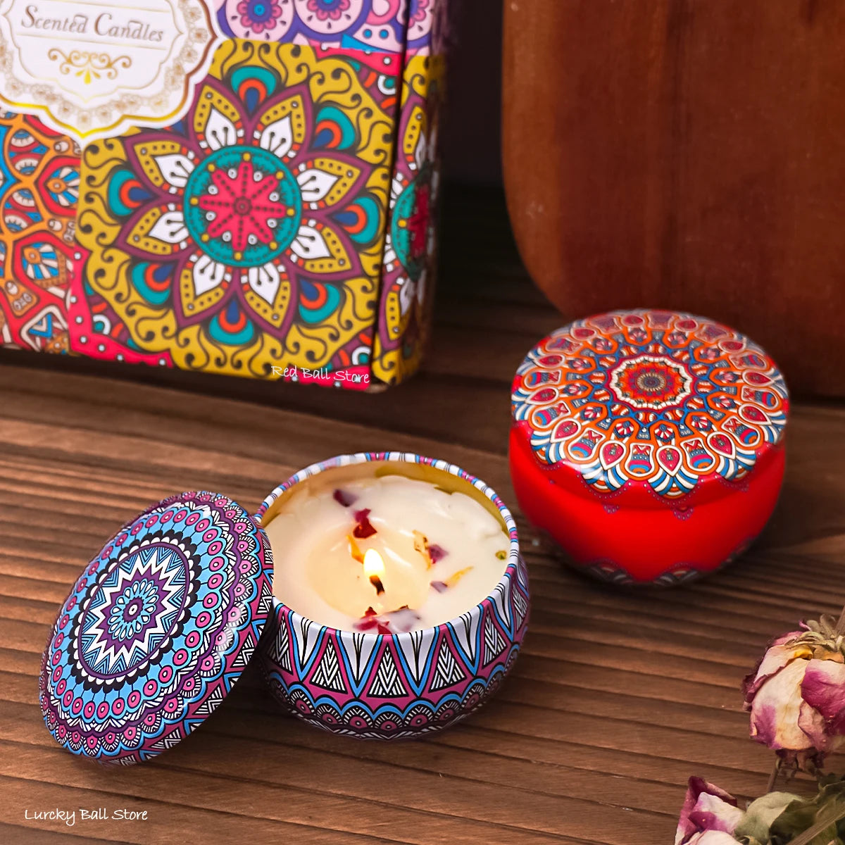 4Pcs Scented Candle Set Gift - Islamic Arabian Patterns Fragrance Jar Smokeless Romantic Incense Candles