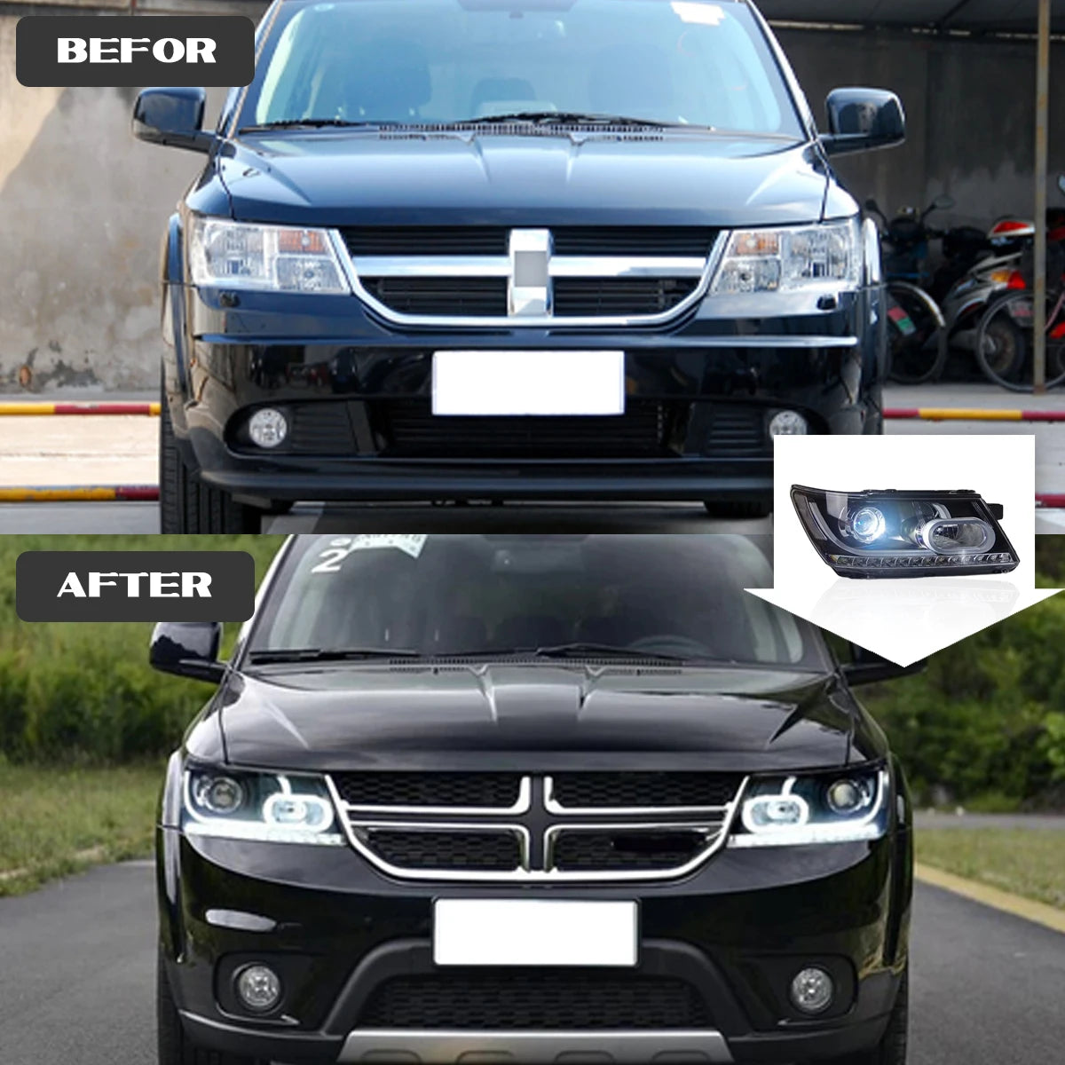 Car headlights For Dodge Journey Headlight 2009-2016 LED Projetor head Lamp Daytime Running Light Automotive Accessories