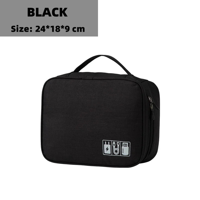 Travel Electronic Storage Bag - Multi-Layer Organizer for Cables Chargers Earphones Hard Disk