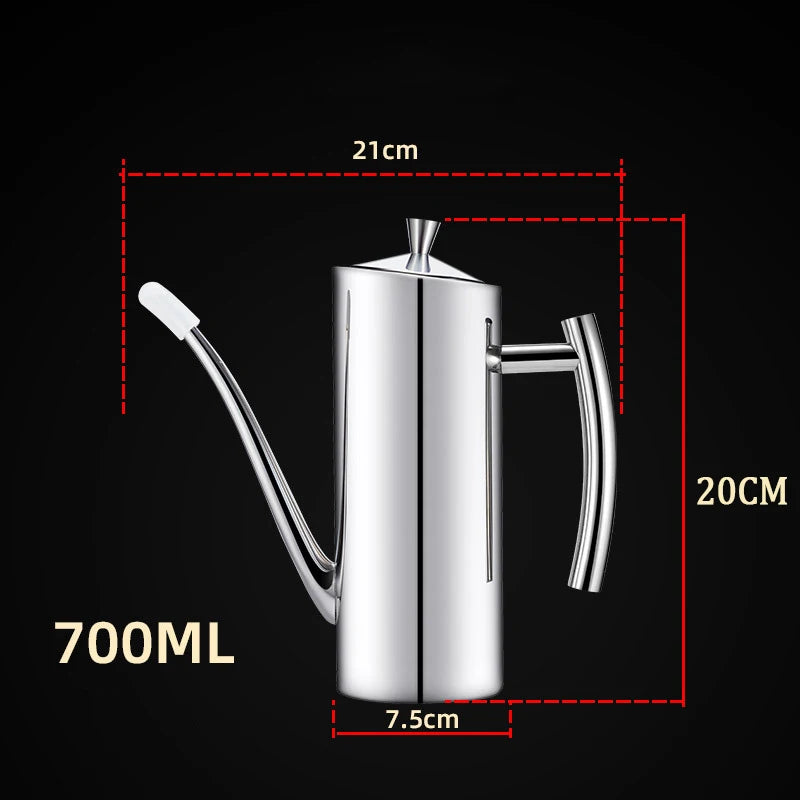 304 Stainless Steel Oil Pot Kitchen Oil Tank Sauce Vinegar Drip-Proof Dust-Proof Oil Storage Container To Store Kitchen Tools