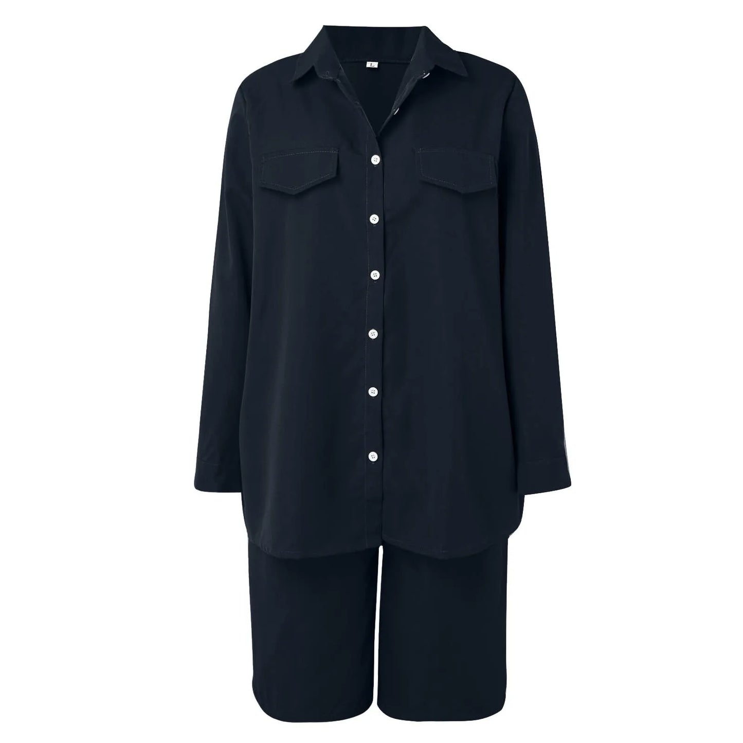 Elegant 2-Piece Sets For Women Womens Cardigan Shirt Top Summer Solid Color Casual Shorts Two Piece New In Matching Sets