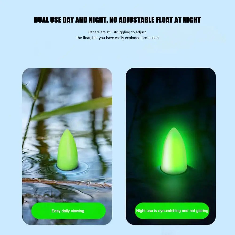 LED Electronic Fishing Float - Green Light Indicator 311 Battery Slip Drift Tube Rock Fishing