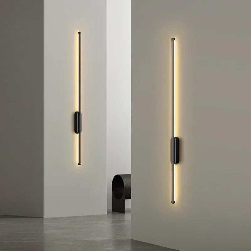 Modern Long LED Wall Lights for Bedroom Bedside Black Wall Lamps Living Room Background Decoracion Hallways Interior Sconce