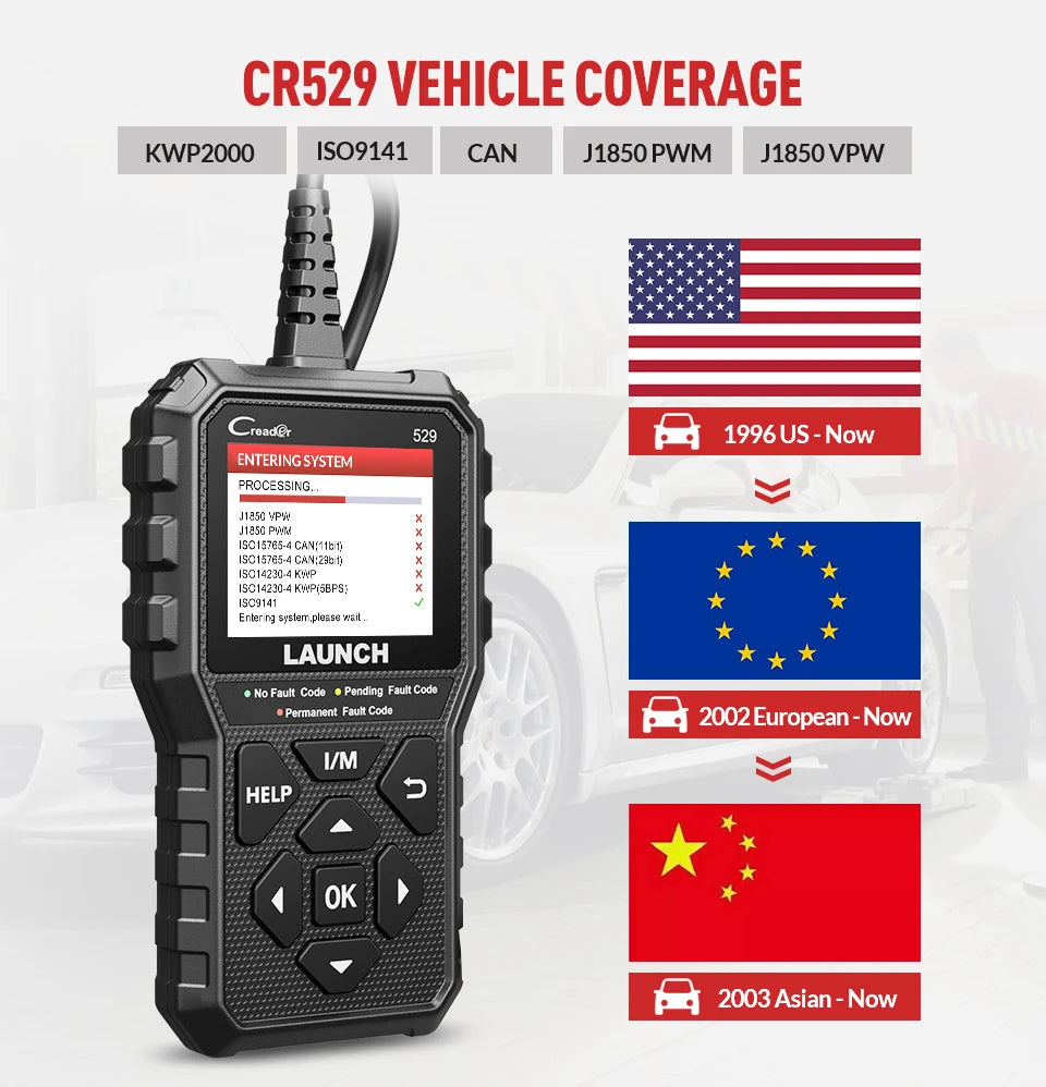 LAUNCH CR529 OBD2 Scanner Creader 529 Automotive Diagnostic Tools OBDII Code Reader Car Diagnost Auto Scan Tools Engine Check