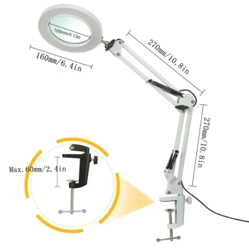 72LED Illuminated Magnifier 8X/10X - USB 3 Color LED Magnifying Glass Desk Lamp for Soldering Repair