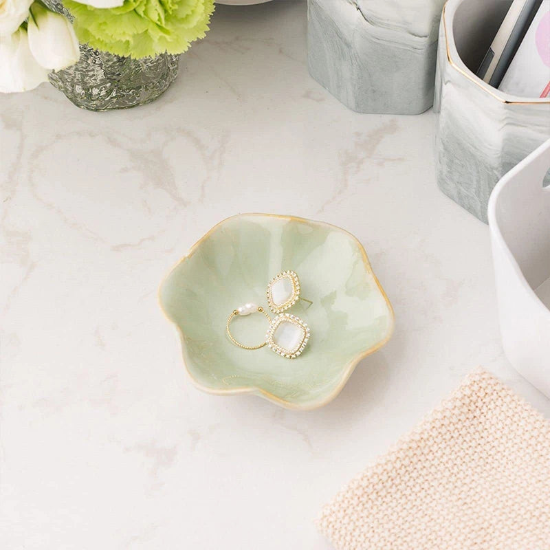 Lotus Jewelry Tray Ring Ceramic Dish - Mini Key Bowl Cute Trinket Holder for Woman Home Decor