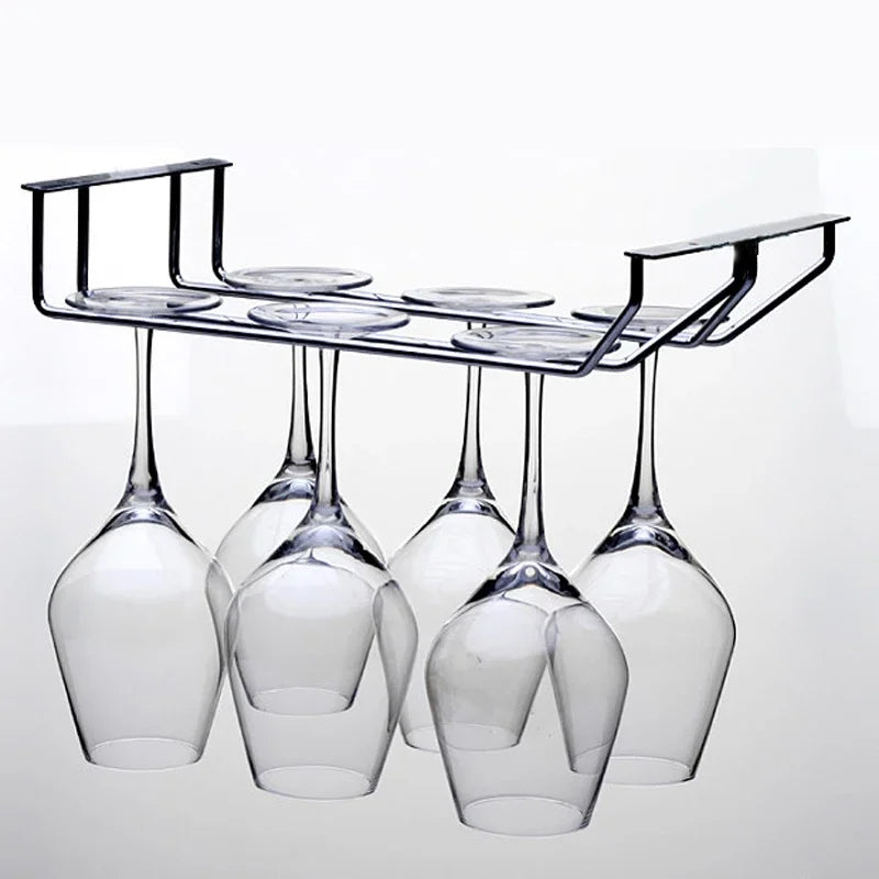 Iron Wall Mount Wine Glass Holder - Hanging Goblet Stemware Storage Organizer Rack
